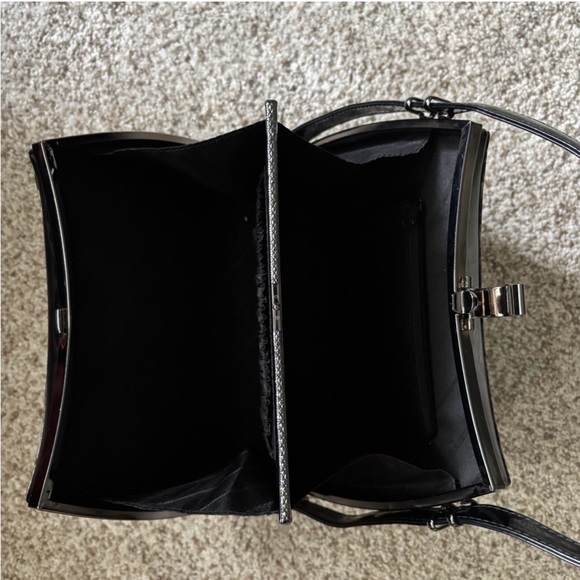 Marinal Snakeskin Print Shoulder Bag Black Hardware Structured 90s Y2K Vintage - Picture 7 of 12